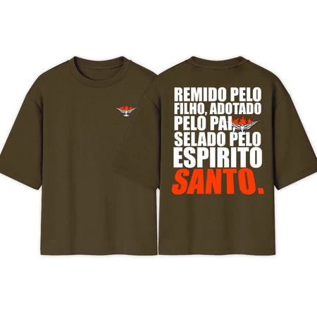 Camiseta OVERSIZED Crista | Remido Pelo Filho Adotado Pelo Pai Selado Pelo Espirito |