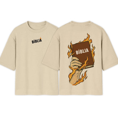 Camiseta Oversized |Cristã Estampa Biblia Fire | Novidade!