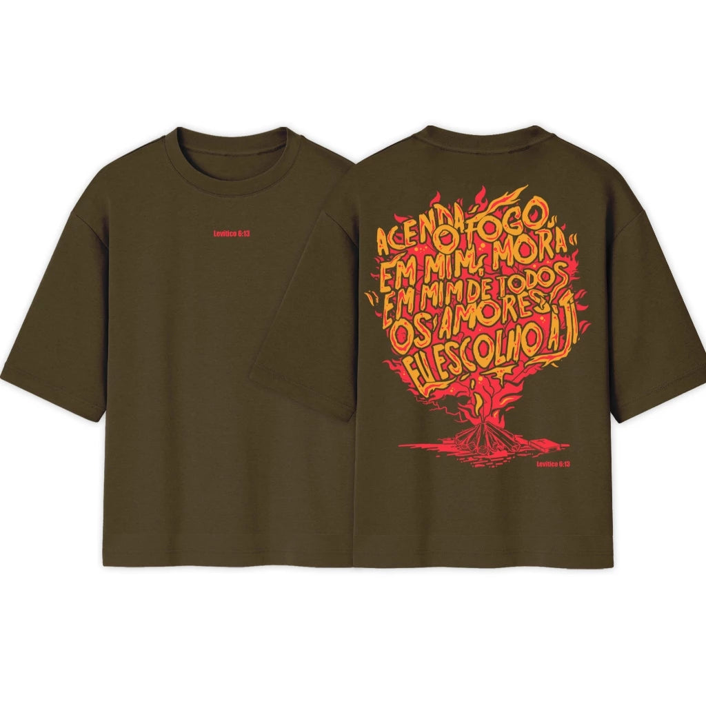 Camiseta Crista Oversized | Acenda o Fogo em Mim | Varias cores